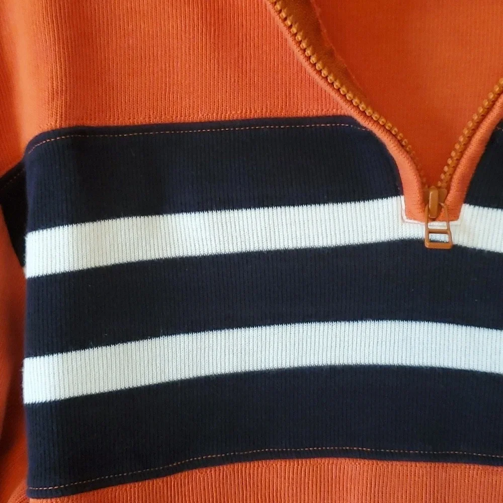 Crazy‎ 8 Boys Size 14 Orange Striped Quarter Zip Top
